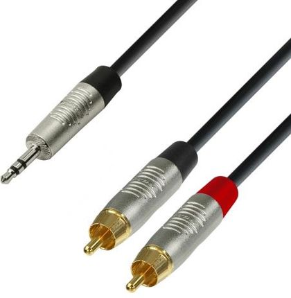 Adam Hall Cables K4 YWCC 0600 - Kabel audio REAN jack stereo 3,5 mm - 2 x cinch męskie, 6 m