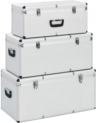 Skrzynie Do Przechowywania 3 Szt. Srebrne Aluminiowe V91852 