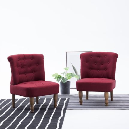 Krzesła w stylu francuskim 2 szt czerwone wino tkanina kod V 282137 