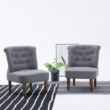 Krzesła w stylu francuskim 2 szt jasnoszare materiałowe kod V 282131 