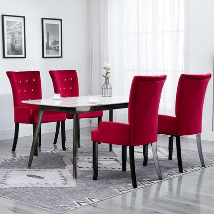 Krzesła stołowe z podłokietnikami 4 szt czerwone aksamitne kod V 276921 