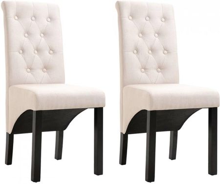 Krzesła stołowe 2 szt kremowe tapicerowane tkaniną kod V 248987 