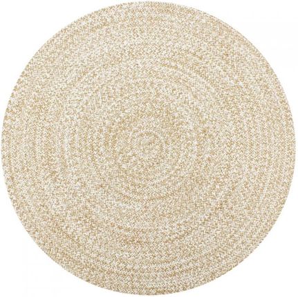 Ręcznie wykonany dywan juta biały i naturalny 150 cm kod V 133724 