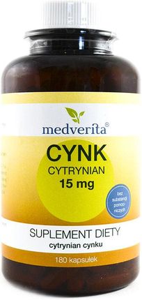Medverita Cynk Cytrynian 15 mg 180 kaps