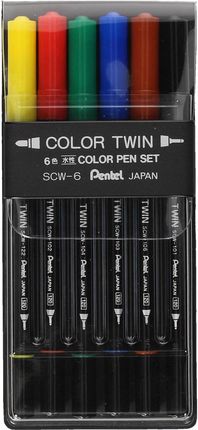 Pisaki dwustronne 6kol Twin Color Pen Pentel