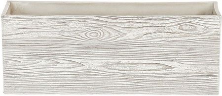 Beliani Nowoczesna doniczka ogrodowa prostokątna 54x17x21 cm efekt drewna biała Paos