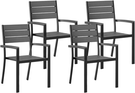 Beliani Zestaw mebli ogrodowych 4 krzesła aluminium efekt drewna szary Prato