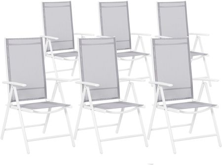 Beliani Zestaw 6 krzeseł ogrodowych szary aluminium matriałowa siatka Catania