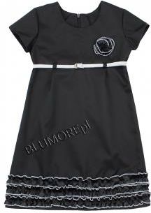 Czarna sukienka ze srebrnym paskiem 116 - 152 Greta - Ceny i opinie -  