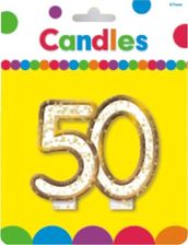 Zdjęcie Mk Świeczka Na 50Tkę Z Brokatem I Złotą Obwódką 1Szt - Łódź