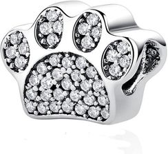 Valerio Rodowany Srebrny Charms Pandora Psia Kocia Łapka Cyrkonie Srebro 925 Qs0100