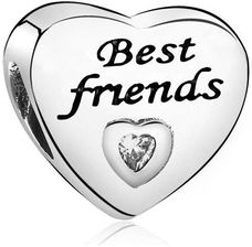 Valerio Rodowany Srebrny Charms Pandora Serce Best Friends Cyrkonia Srebro 925 Pas324