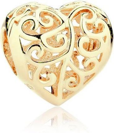 Valerio Pozłacany Srebrny Wiszący Charms Pandora Ażurowe Serce Serduszko Heart Srebro 925 Sy016Y