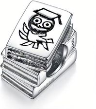 Valerio Rodowany Srebrny Charms Pandora Książka Książeczka Sowa Book Owl Srebro 925 Sy021