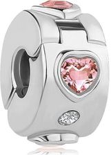 Valerio Rodowany Srebrny Charms Pandora Otwierany Klips Serce Heart Cyrkonie Srebro 925 Qs0066