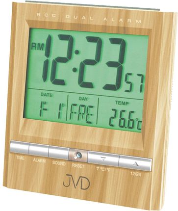 Budzik JVD RB92.4 Termometr, dwa alarmy, DCF77