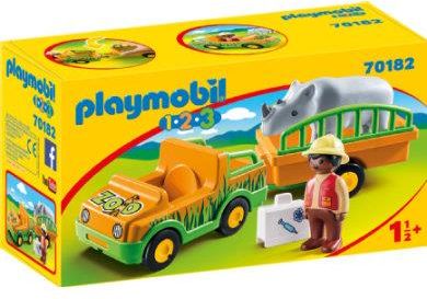 Playmobil 70182 1.2.3 Pojazd Z Ogrodem Zoologicznym Z Nosorożcem
