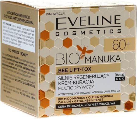 Krem Eveline Cosmetics Bio Manuka Bee Lift-Tox 60+ Silnie Regenerujący -Kuracja Multiodżywczy Do Cery Dojrzałej 60+ na dzień i noc 50ml
