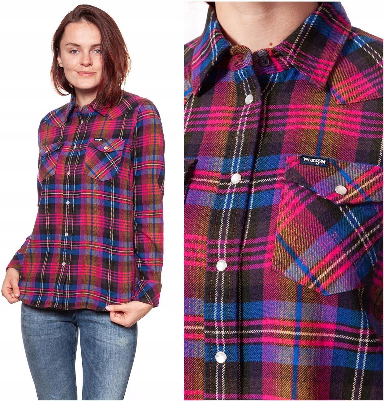 Wrangler Koszula Damska Bluzka Krata Oversize __ S Ceny i 2017 letnie nowe dziewczynek plaid koszule lniane bluzki
