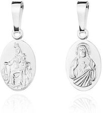 Marko Srebrny Medalik Matka Boska Szkaplerzna Otwarte Serce Pana Jezusa 925 - zdjęcie 1