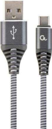 Kabel USB 2.0 - typ C (AM/CM) oplot tekstylny 1m grafitowo-biały Gembird