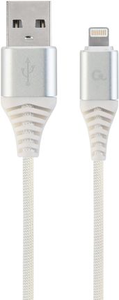 Kabel USB 2.0 (AM/8-pin lightning M) oplot tekstylny 2m biały Gembird