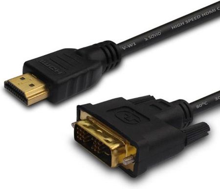 Savio Kabel HDMI 19pin M - DVI 18+1 M złote końcówki Czarny 1,8m (CL-139)