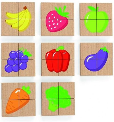 Viga Toys Drewniane Puzzle Magnetyczne Owoce Warzywa 50700 