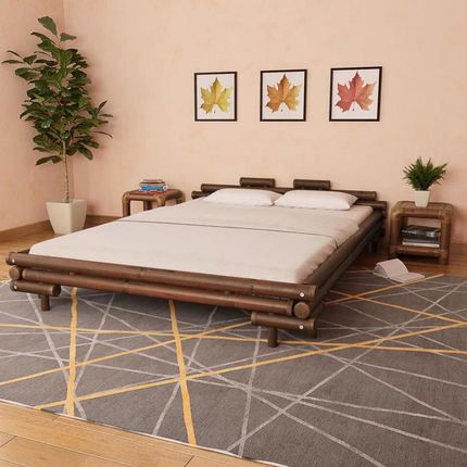 Łóżko bambusowe, 160 x 200 cm, ciemny brąz kod: V-247294
