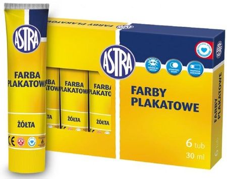 Astra Farby Plakatowe W Tubie 30Ml - Żółta