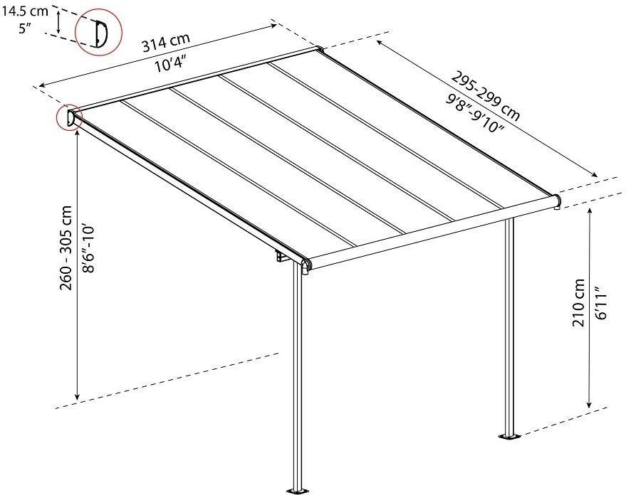 Palram Aluminiowe Zadaszenie Tarasu Sierra 3X3,05m Brązowe (Pal705327)