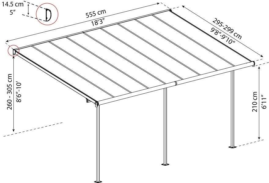 Palram Aluminiowe Zadaszenie Tarasu Sierra 3x5,46m Brązowe (Pal705331)