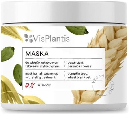Vis Plantis Vegan Friendly Maska Do Włosów Osłabionych Pestki Dyni Pszenica I Owies 400ml