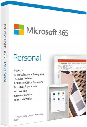 MS Office 365 Personal PL Subskrypcja 1Rok, 1Użytkownik, 5Urządzeń Win/Mac Medialess P4