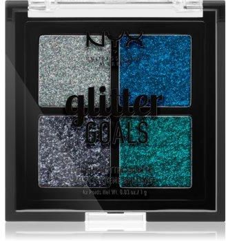 NYX Professional Makeup Glitter Goals paleta prasowanych brokatów 01 Glacier 4x1g