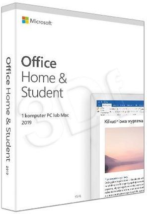 Microsoft Office Home and Student 2019 (1 stan.; Wieczysta; Wersja pudełkowa / zdrapka z kluczem aktywacyjnym; Domowa; Polska)