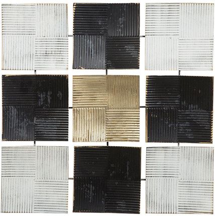 Beliani Dekoracja ścienna czarno-biała glam metalowa geometryczna 50 x 50 cm Titanium