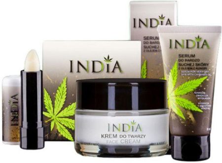Cosmetics India Mini Zestaw Kosmetyków Z Olejem Konopnym: Krem Serum Pomadka