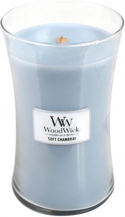 Woodwick Soft Chambray  609,5g Duża Świeczka Zapachowa