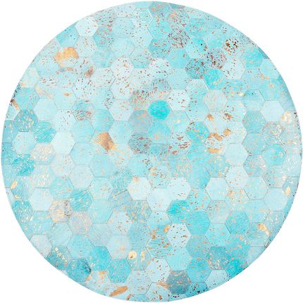 Beliani Dywan niebieski skórzany okrągły 140 cm patchwork wzór geometryczny Zeytin