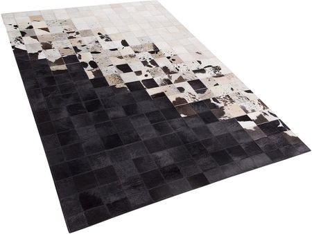 Beliani Nowoczesny prostokątny dywan skórzany czarno-biały 140x200 cm Kemah