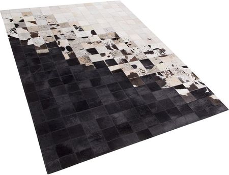 Beliani Nowoczesny prostokątny dywan skórzany czarno-biały 160x230 cm Kemah