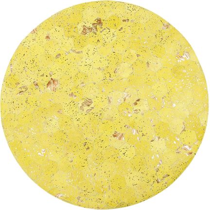 Beliani Dywan żółty skórzany okrągły 140 cm patchwork wzór geometryczny Zeytin