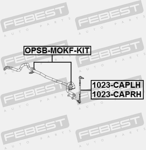 Kit De Bujes De Barra Estabilizadora Delantera Febest | Números OEM 350230, 25971661