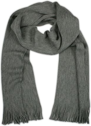 Szary Męski Ciepły Szalik Wełniany -V. FRAAS- Jesienno-Zimowy, Dziergany z Frędzlami SZAWLN0785