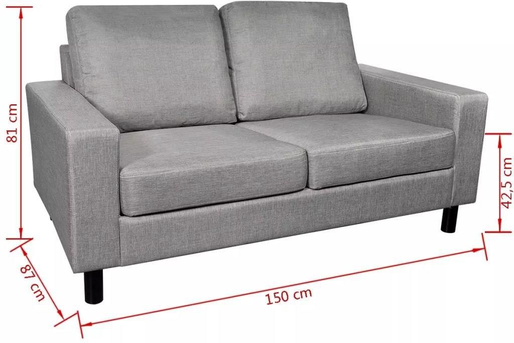 Sofa 2-osobowa, materiałowa, jasnoszara