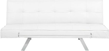 Rozkładana sofa ruchome podłokietniki biała BRISTOL