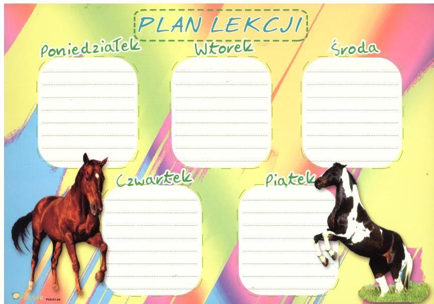 Polsyr Plan Lekcji Z Tabliczką Mnożenia Konie A4 - Ceny i opinie - Ceneo.pl