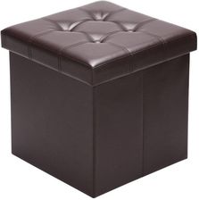 Wideshop Sk�adana Pufa Kufer Siedzisko Schowek �awa Br�zowy 38X38X38 (1384Uniw)