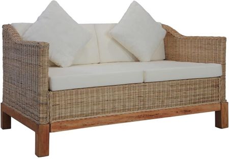 2-osobowa sofa z poduszkami, naturalny rattan